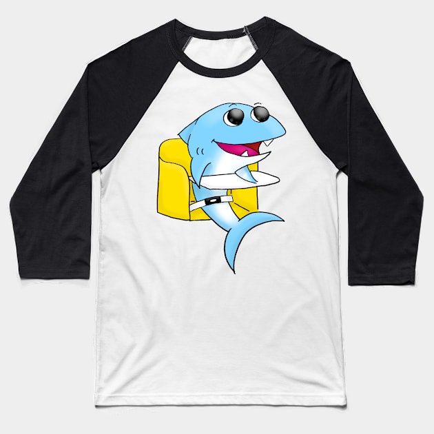 Happy Cartoon Baby Shark Baseball T-Shirt by dogbone42